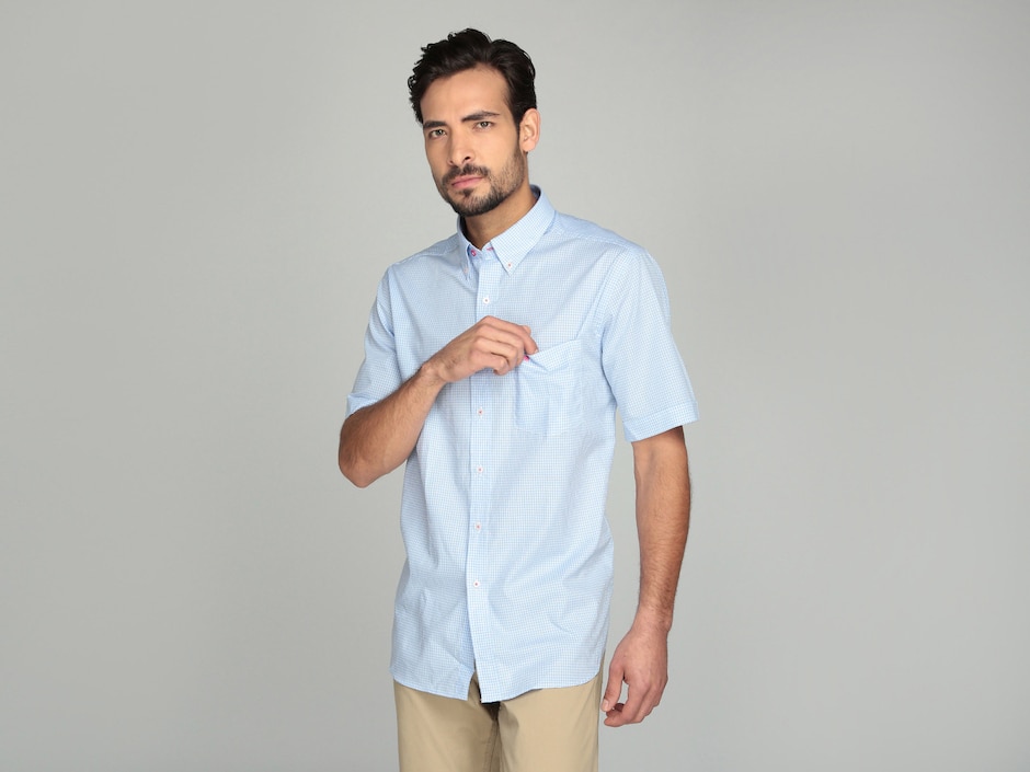 Camisa casual de algodón manga corta para hombre