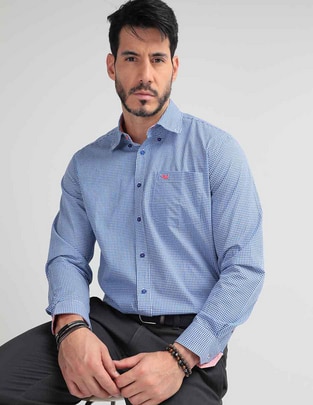 Camisa casual de algodón manga larga para hombre Camisa casual de algodón manga larga para hombre