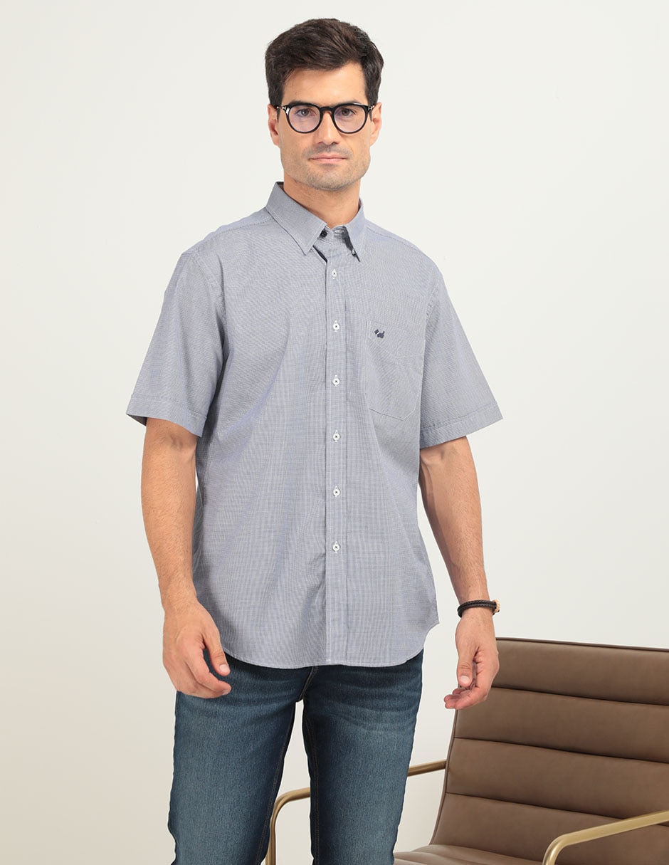 Camisa casual de algodón manga corta para hombre