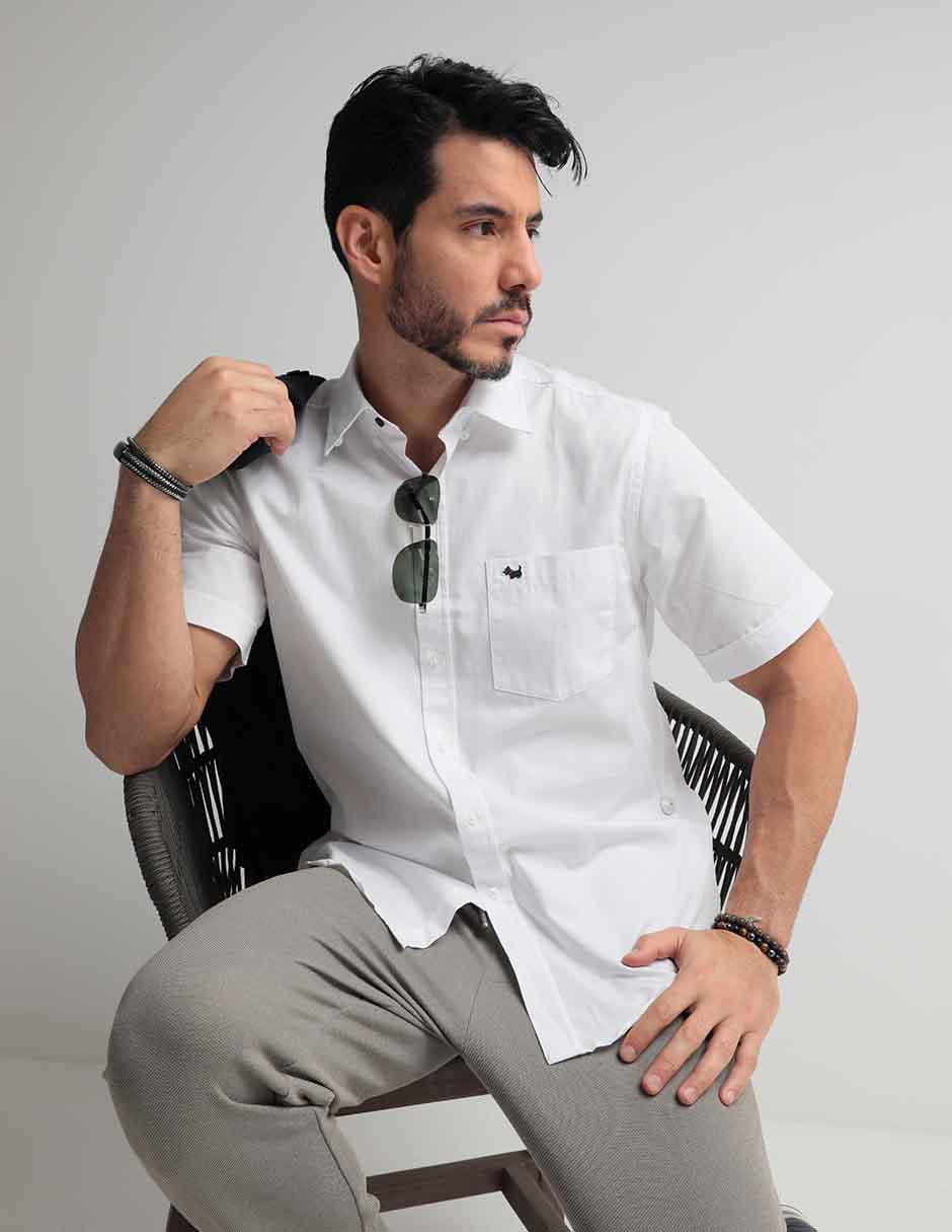Camisa casual de algodón manga corta para hombre