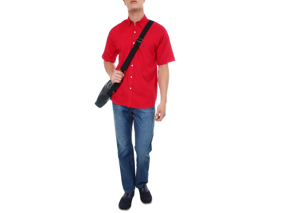Camisa casual Ferrioni de algodón manga corta para hombre
