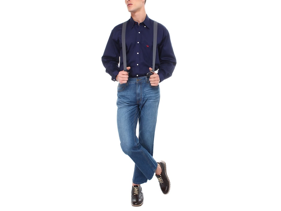 Camisa casual Ferrioni de algodón manga larga para hombre