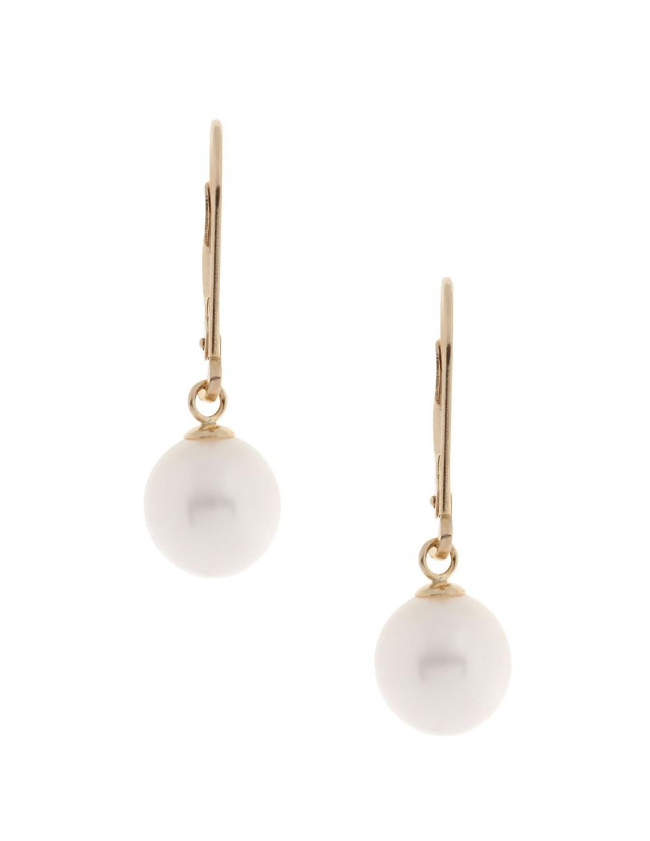 Broqueles de oro amarillo 14 K con acabado brillante perla 1