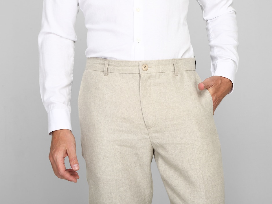 Pantalón Casual Slim De Lino Para Hombre 4