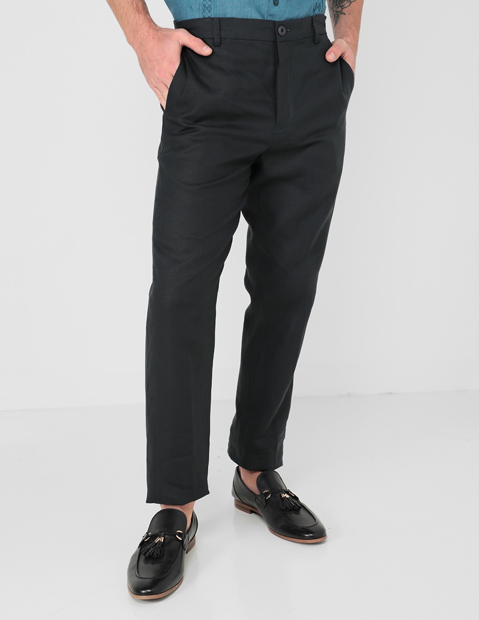 Pantalón casual slim de lino para hombre