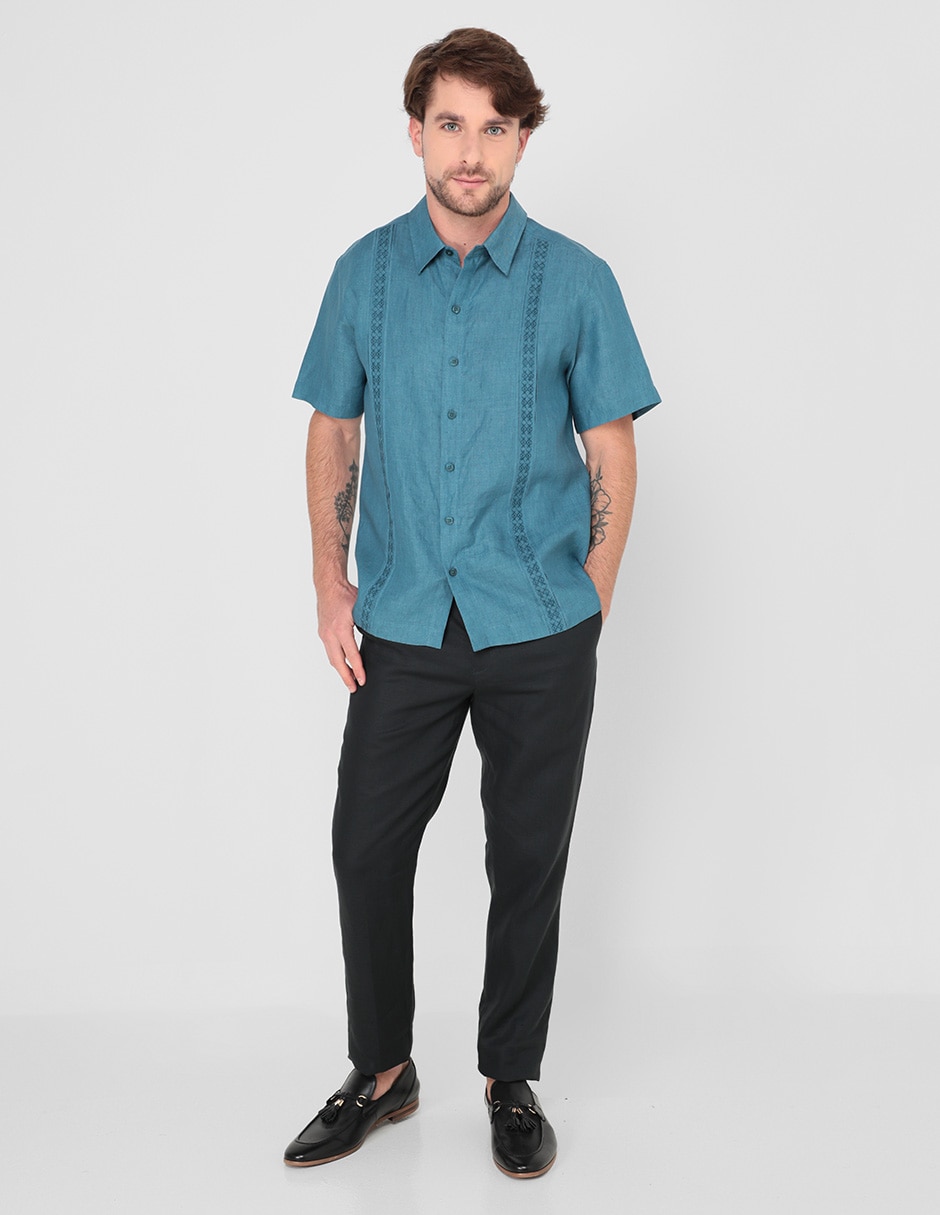 Pantalón casual slim de lino para hombre 3