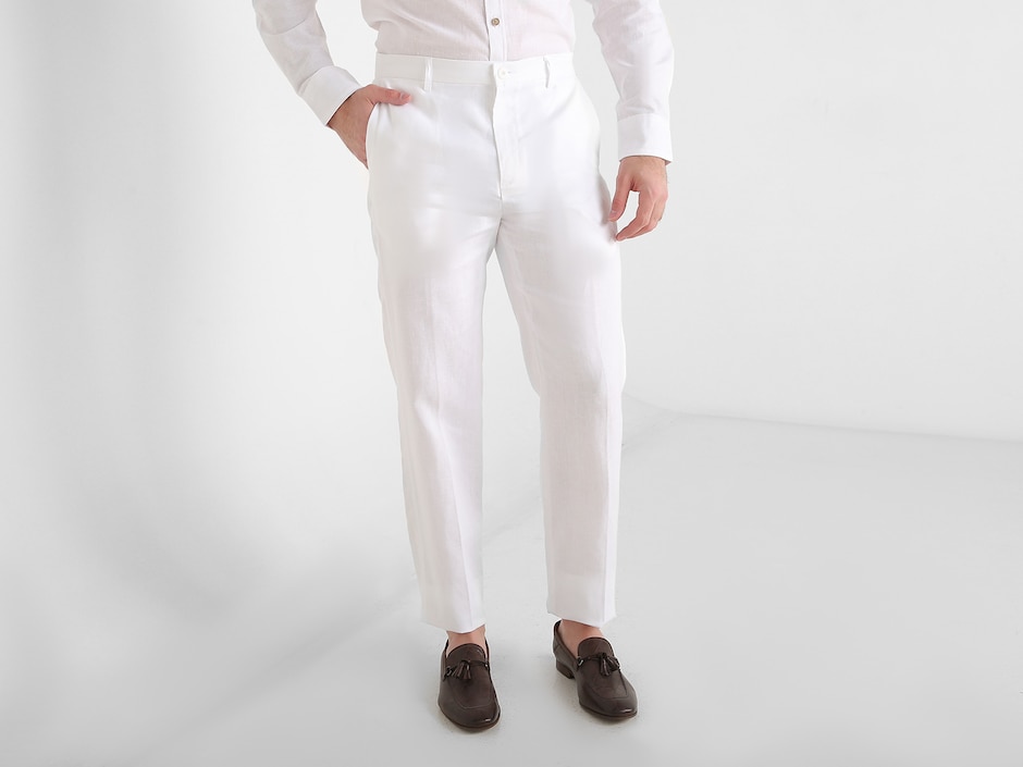 Pantalón casual recto de lino para hombre Pantalón casual recto de lino para hombre
