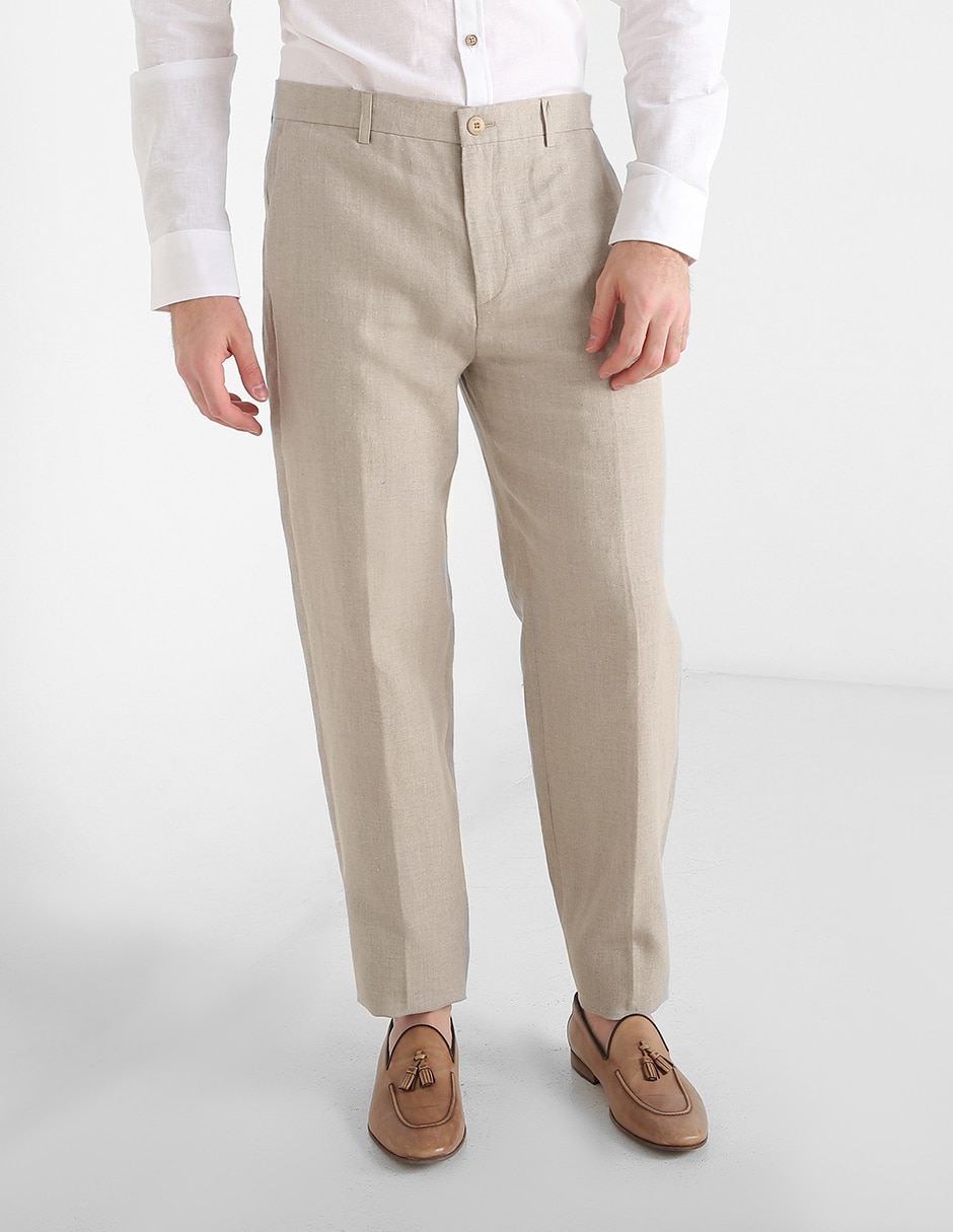 Pantalón casual recto de lino para hombre Pantalón casual recto de lino para hombre