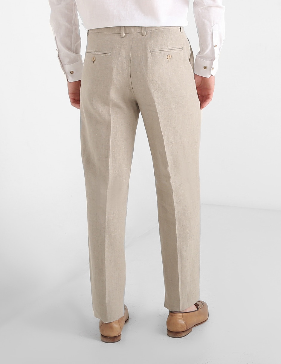 Pantalón casual recto de lino para hombre 2