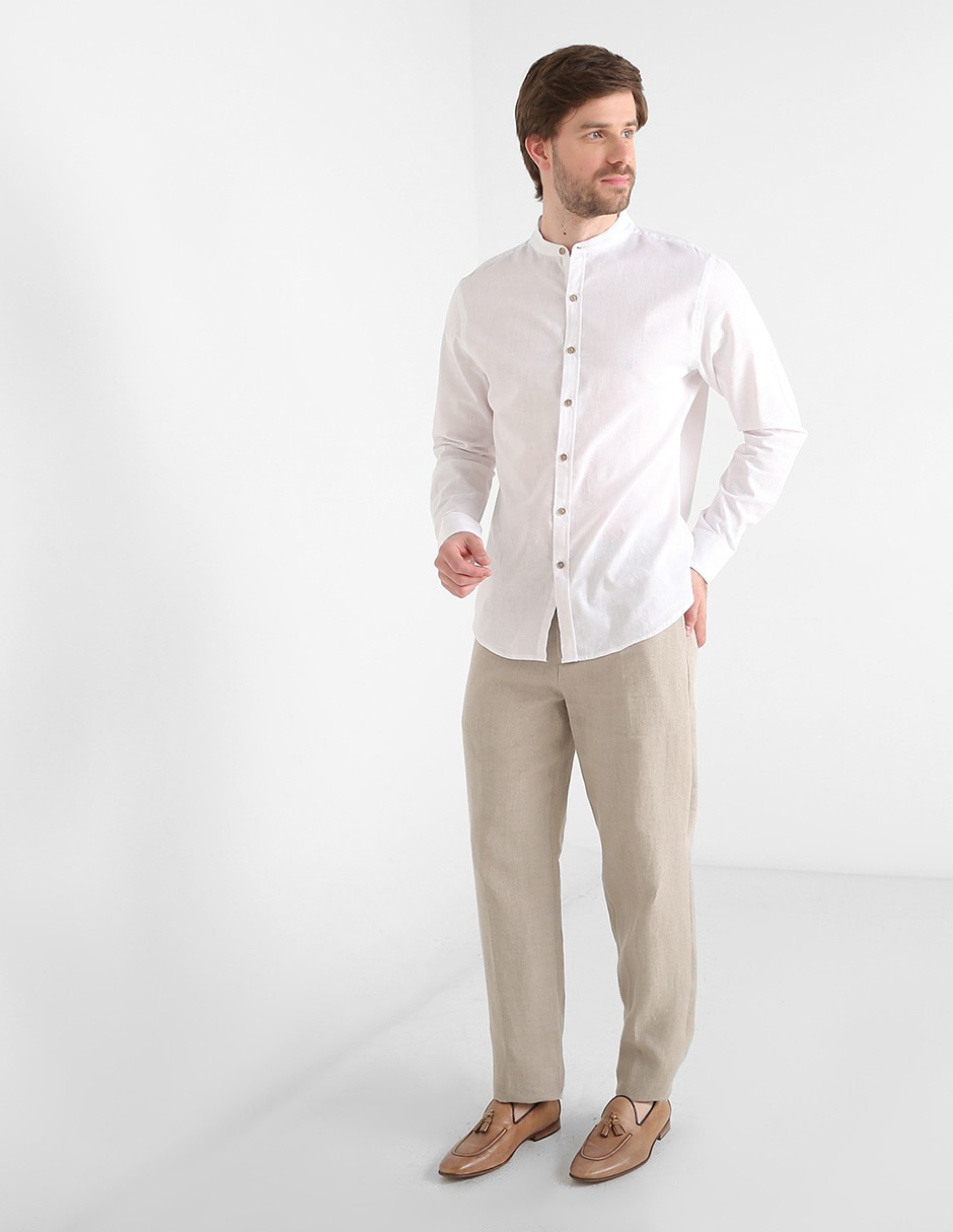 Pantalón casual recto de lino para hombre 3