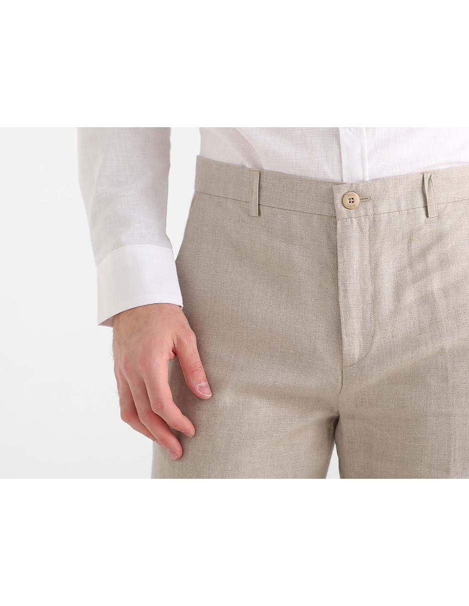 Pantalón casual recto de lino para hombre 4