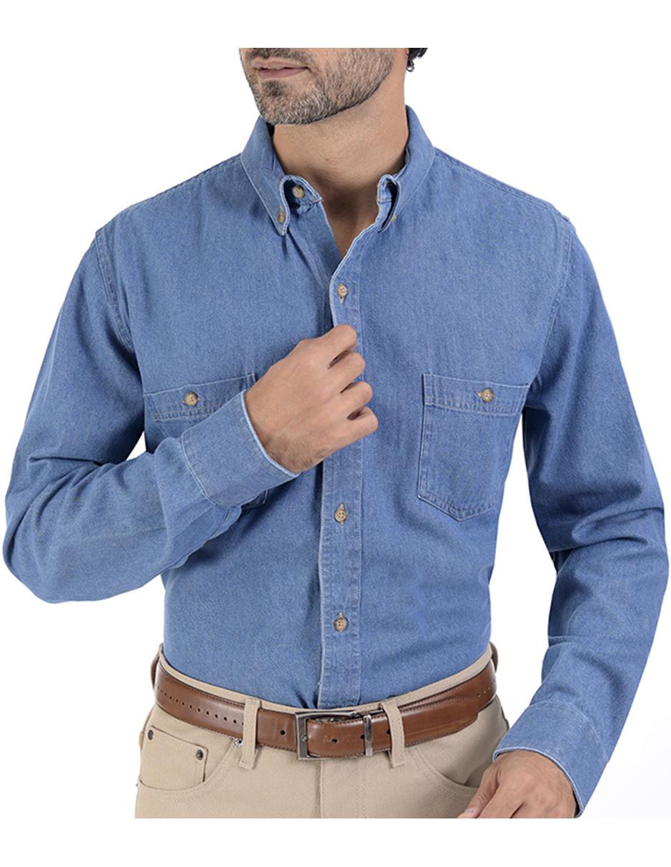 Camisa casual de algodón manga larga para hombre