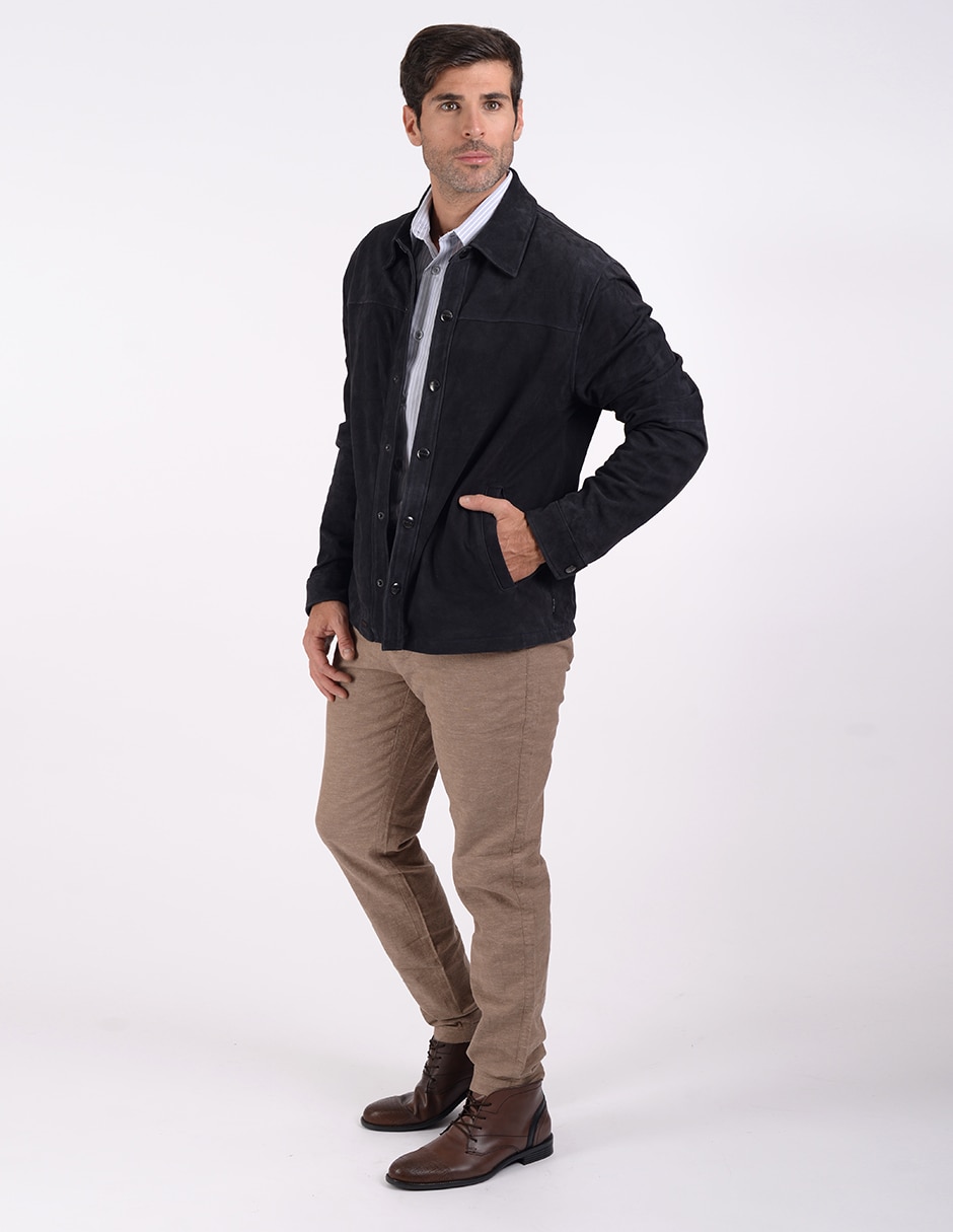 Chamarra casual de piel para hombre 3