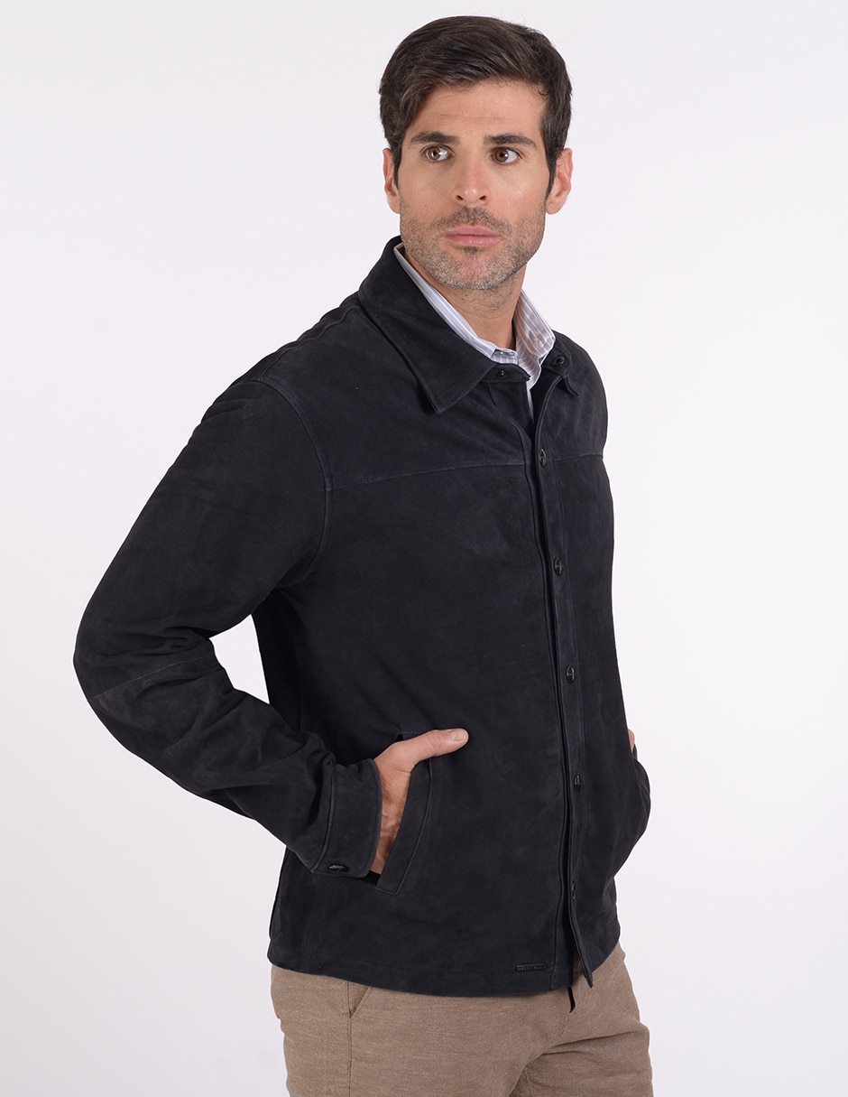 Chamarra casual de piel para hombre 4