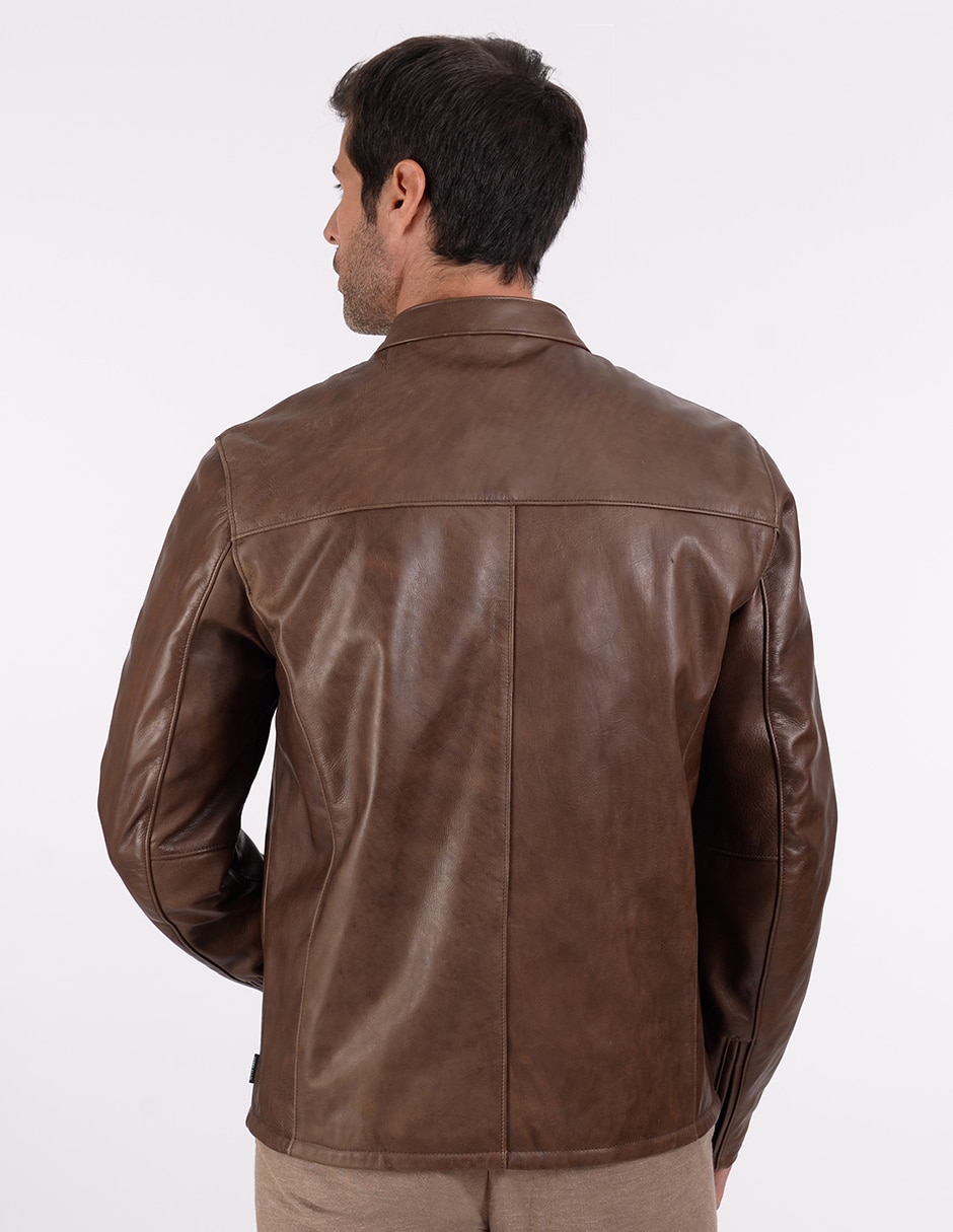 Chamarra casual Perry Ellis de piel para hombre