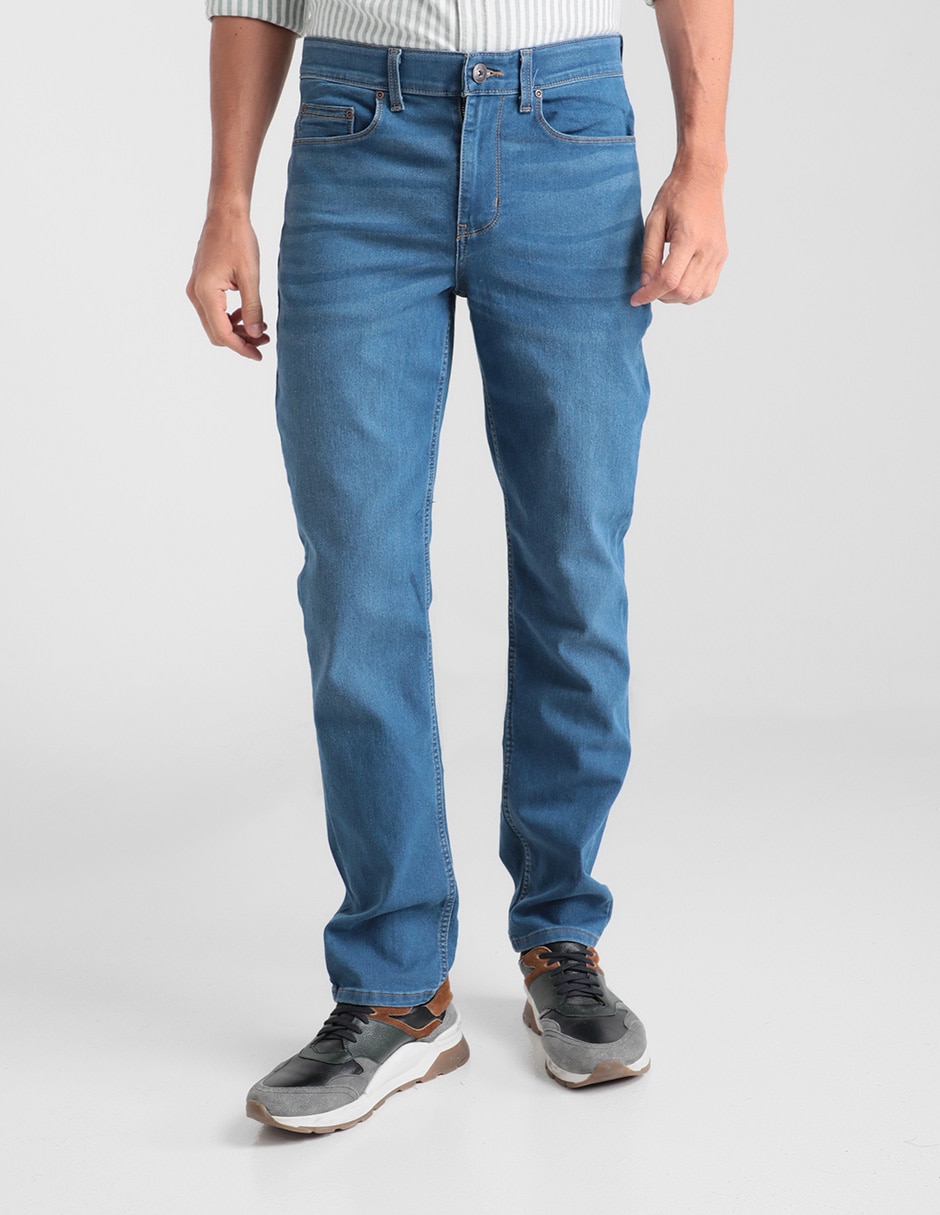 Jeans slim lavado claro para hombre