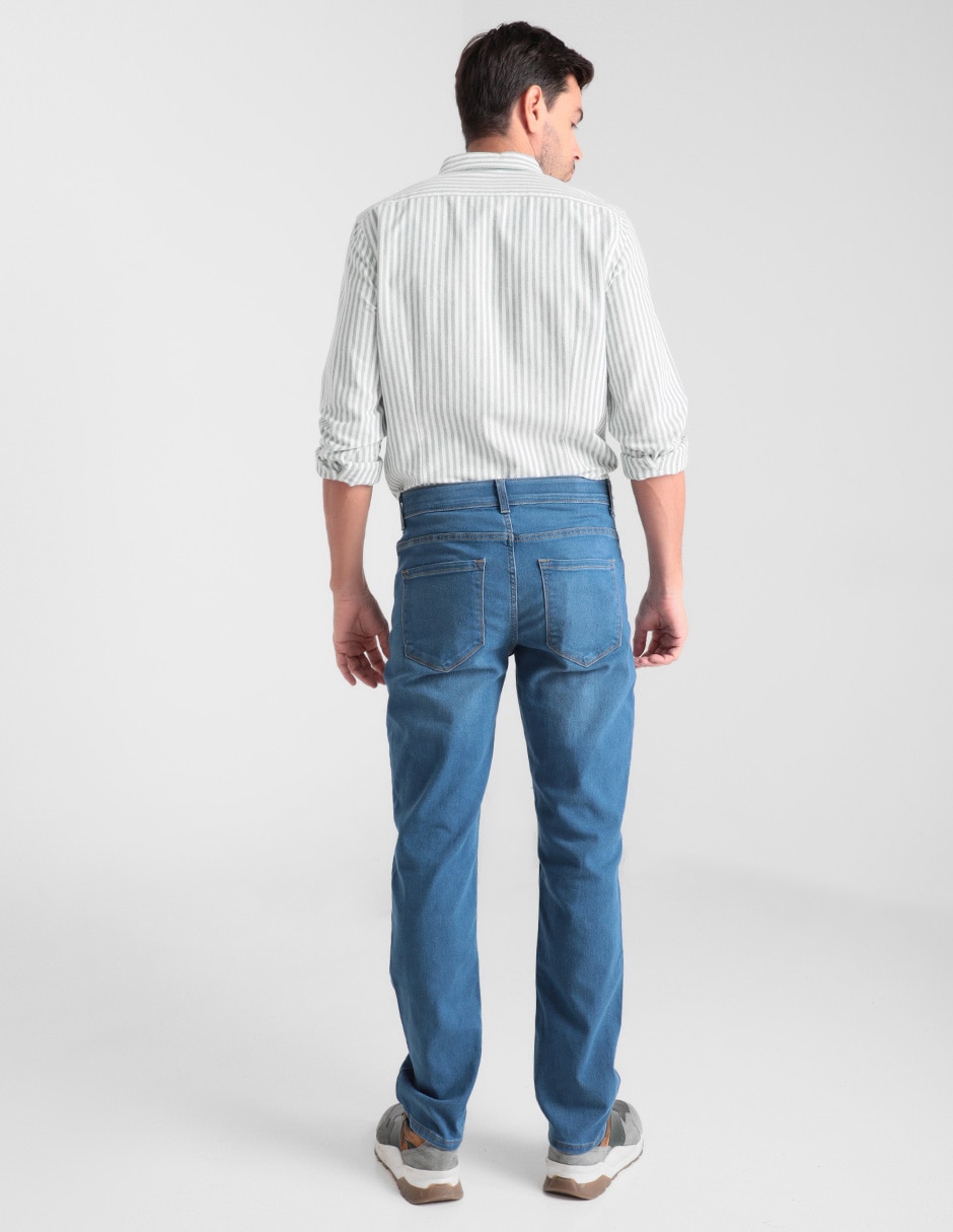 Jeans slim Savane lavado claro para hombre 5