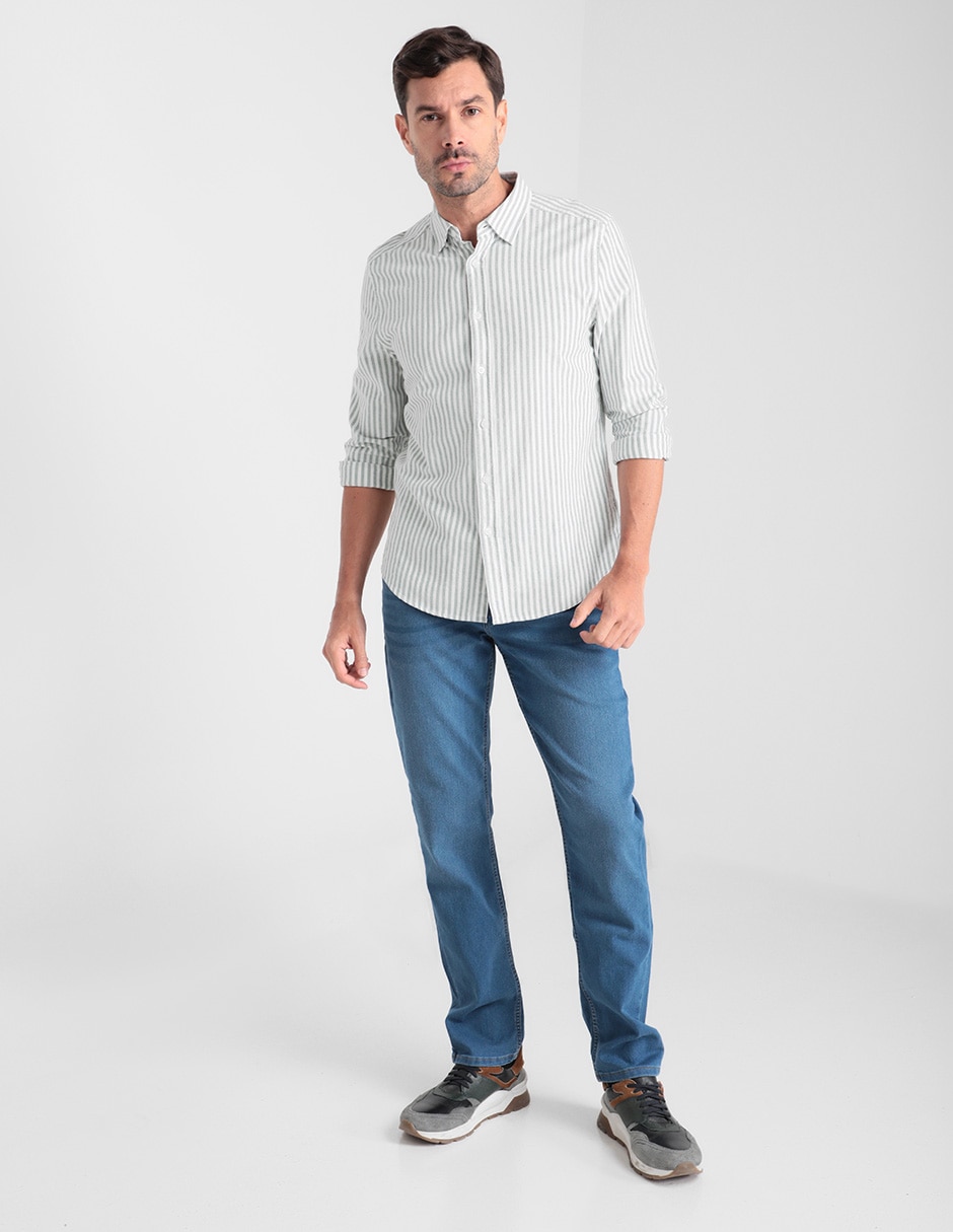 Jeans slim Savane lavado claro para hombre 6