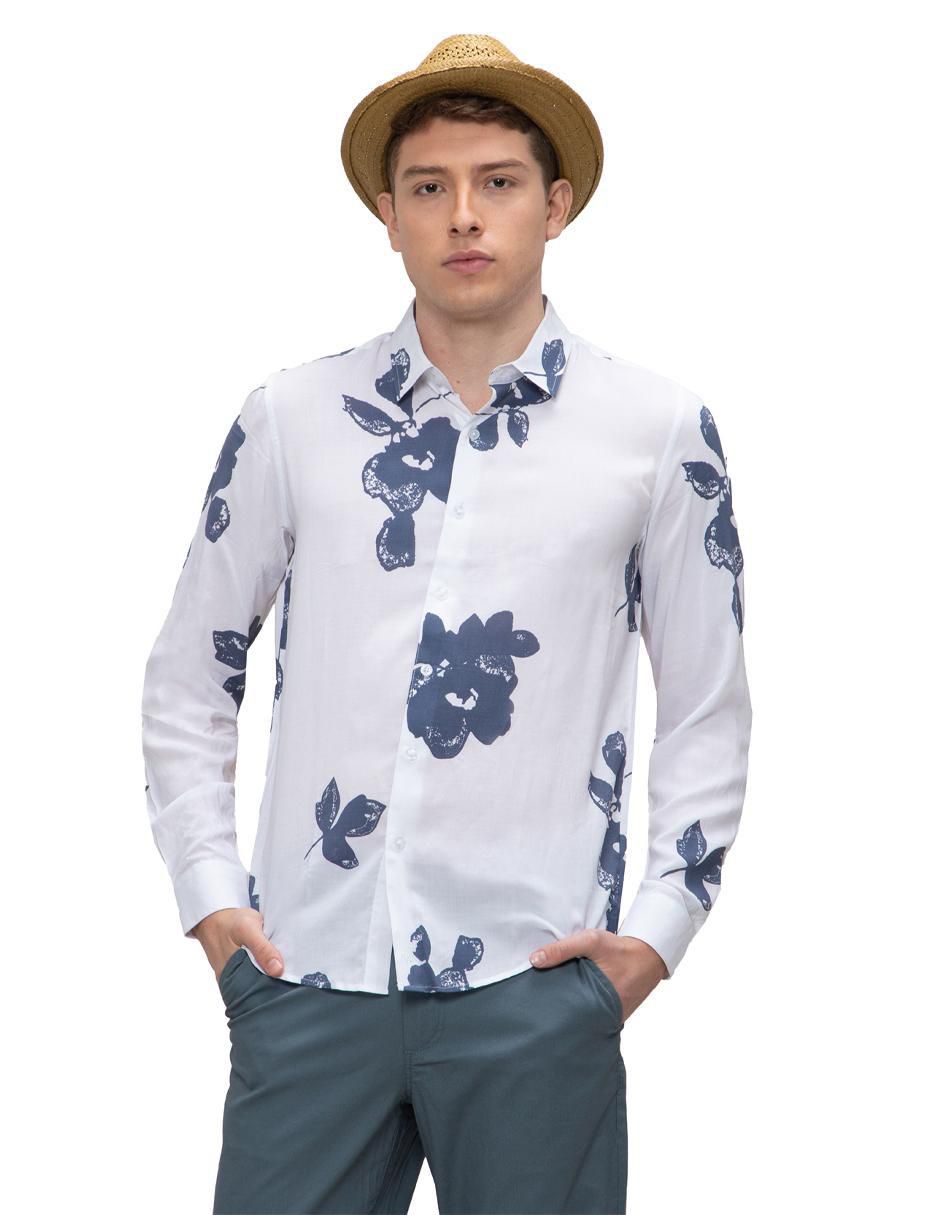 Camisa casual de algodón manga larga para hombre