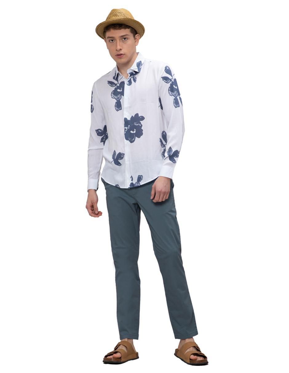 Camisa casual de algodón manga larga para hombre