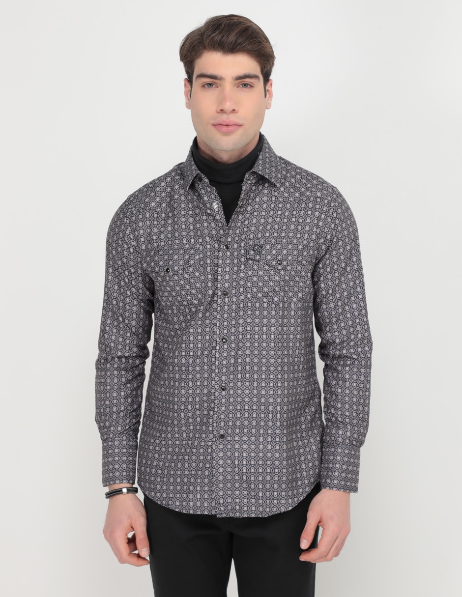 Camisa casual de algodón manga larga para hombre