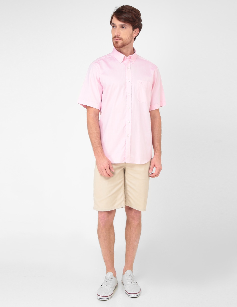 Camisa casual Ferrioni de algodón manga corta para hombre