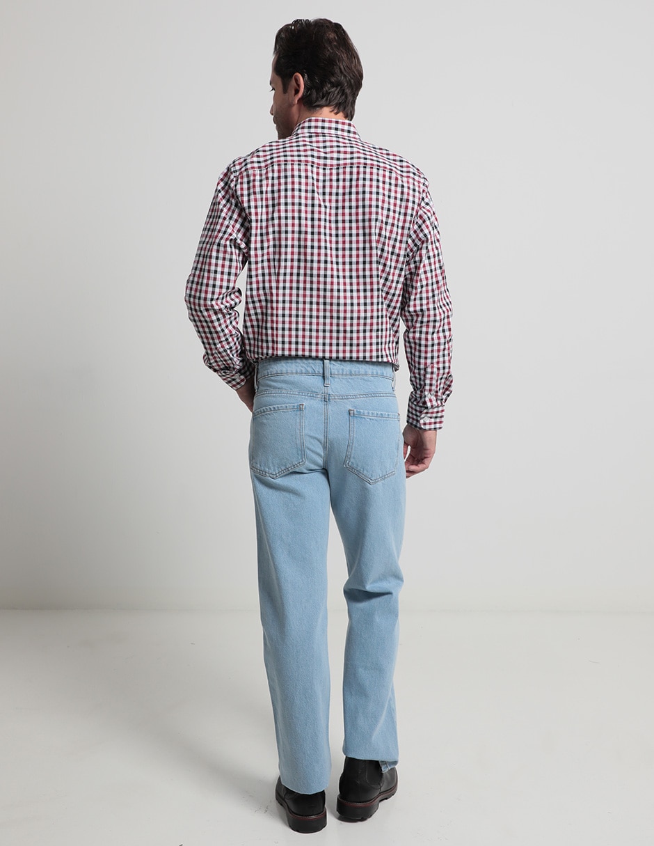 Jeans straight lavado claro para hombre 4