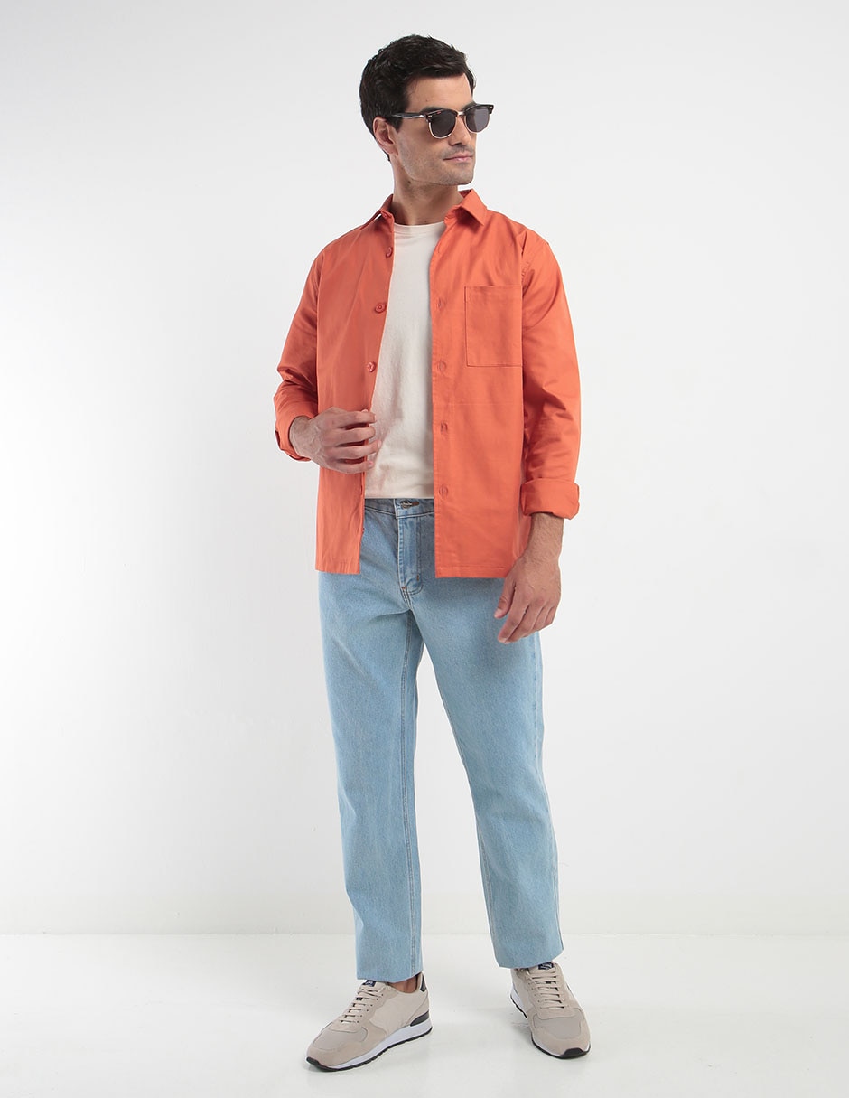 Jeans straight lavado claro para hombre 3