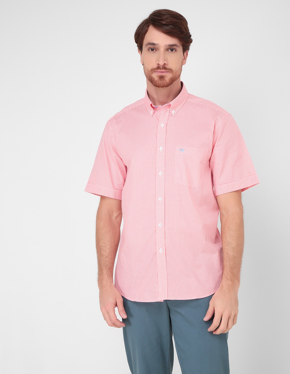 Camisa casual de algodón manga corta para hombre