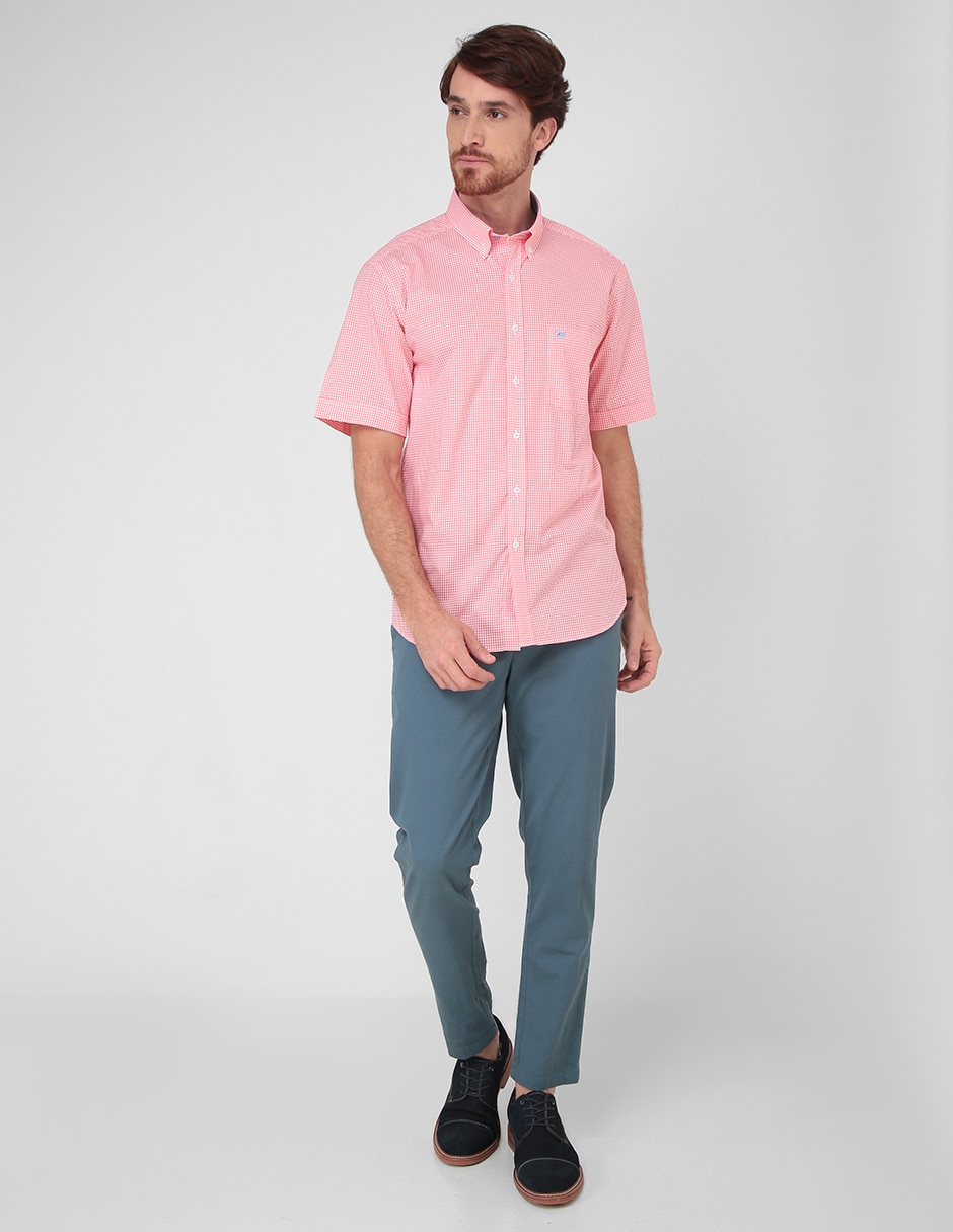 Camisa casual Ferrioni de algodón manga corta para hombre