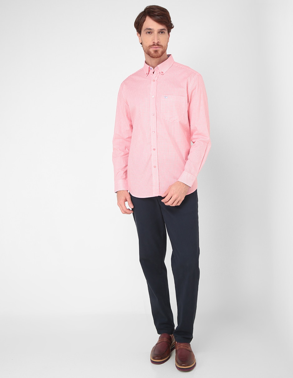 Camisa casual Ferrioni de algodón manga larga para hombre