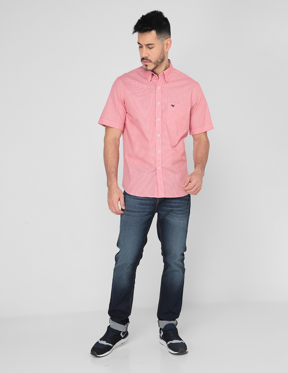 Camisa casual Ferrioni de algodón manga corta para hombre