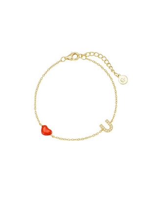Pulsera de plata con zirconia con acabado baño de oro 1