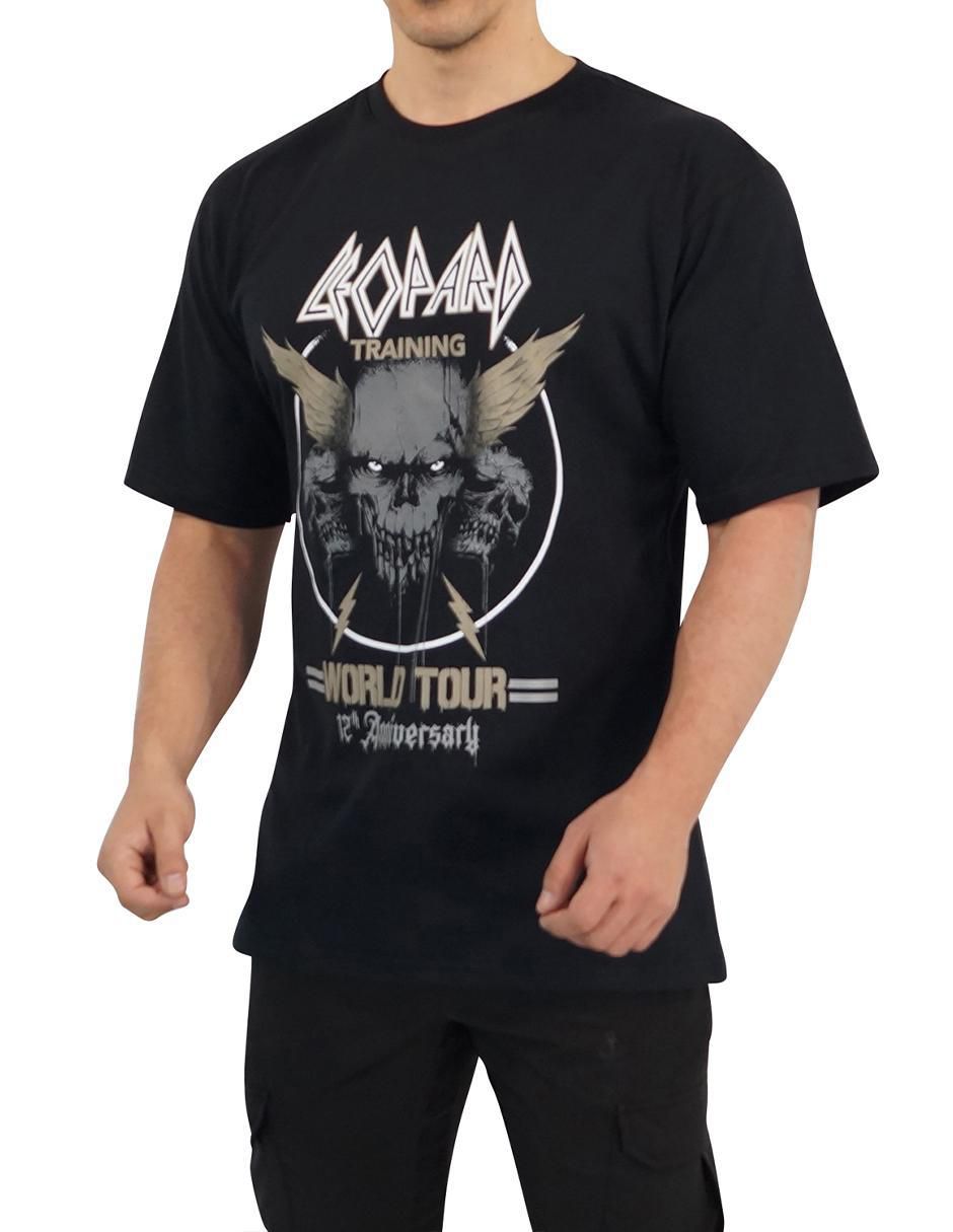 Playera John Leopard Oversized Rock Bands cuello redondo para hombre
