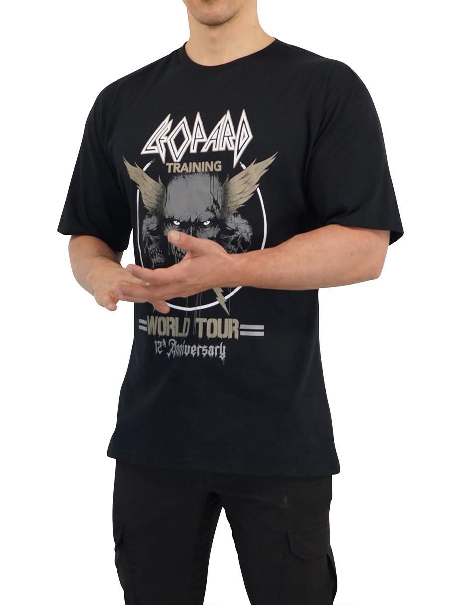 Playera John Leopard Oversized Rock Bands cuello redondo para hombre
