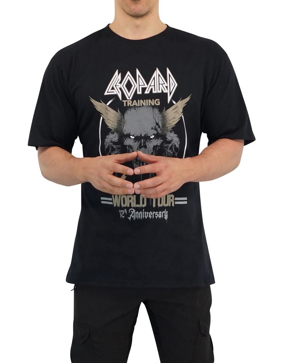 Playera John Leopard Oversized Rock Bands cuello redondo para hombre