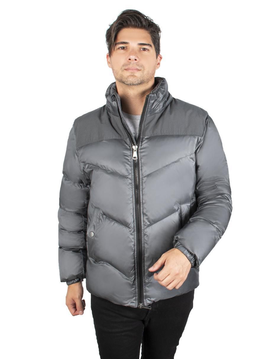 Chamarra casual cuello a contraste para hombre 1