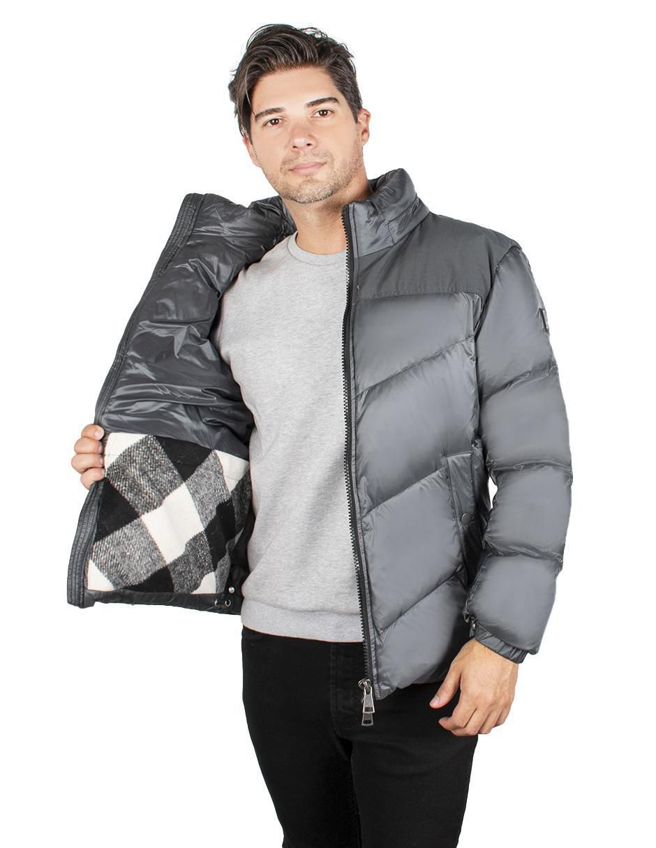 Chamarra casual cuello a contraste para hombre 2