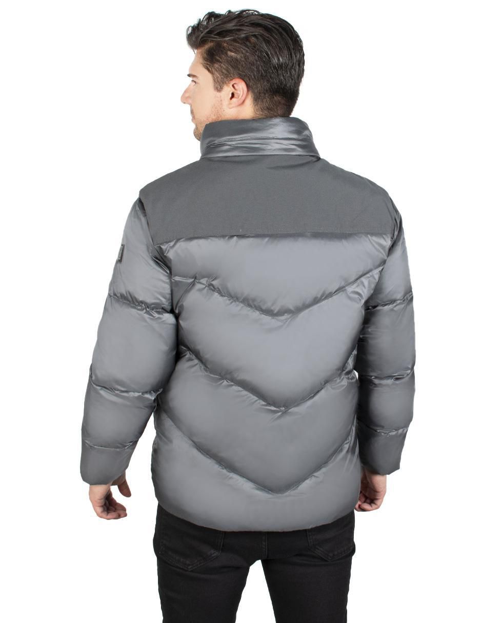 Chamarra casual cuello a contraste para hombre 4