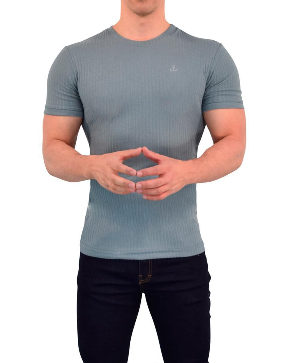 Playera ribbed cuello redondo para hombre 8