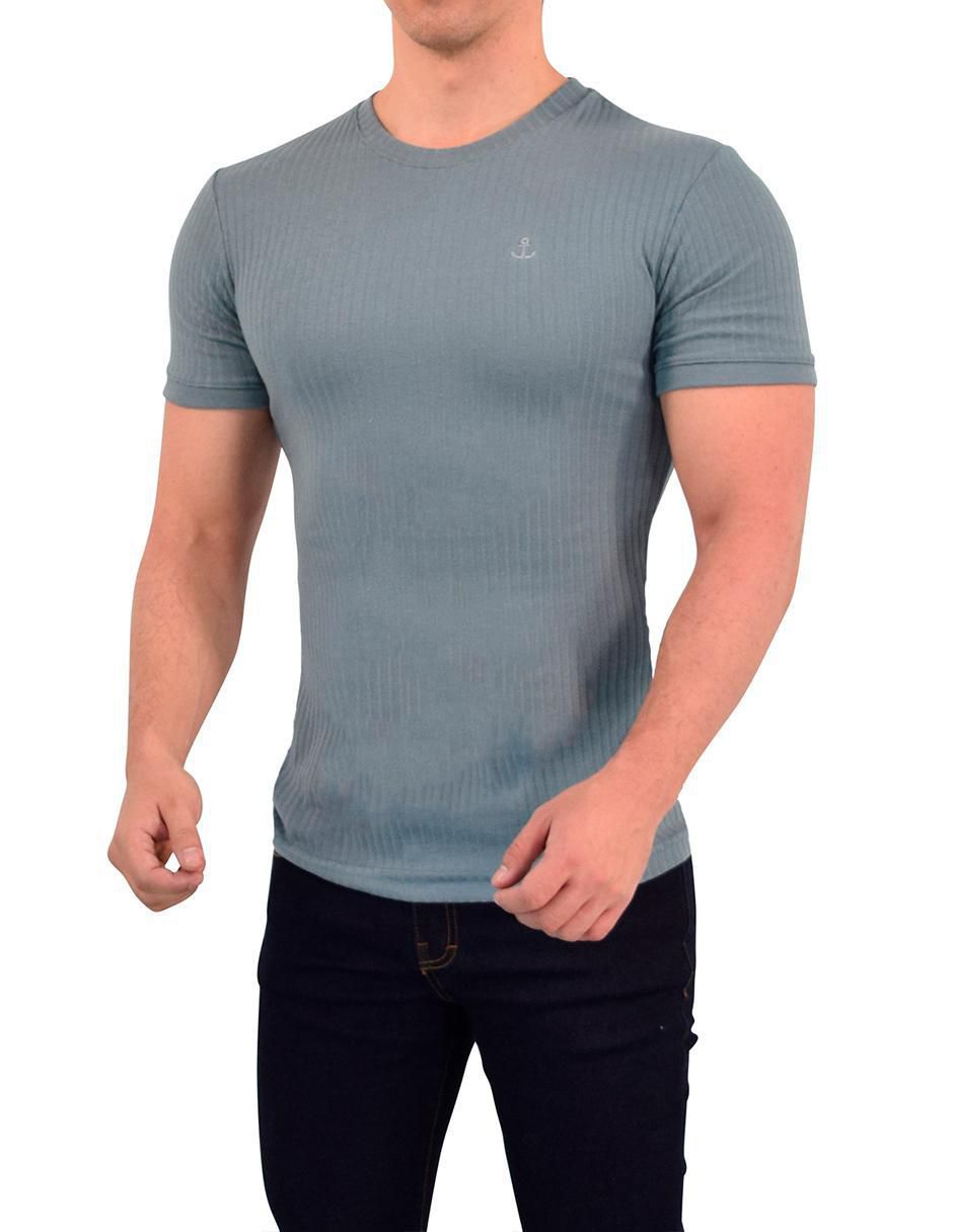Playera ribbed cuello redondo para hombre 9