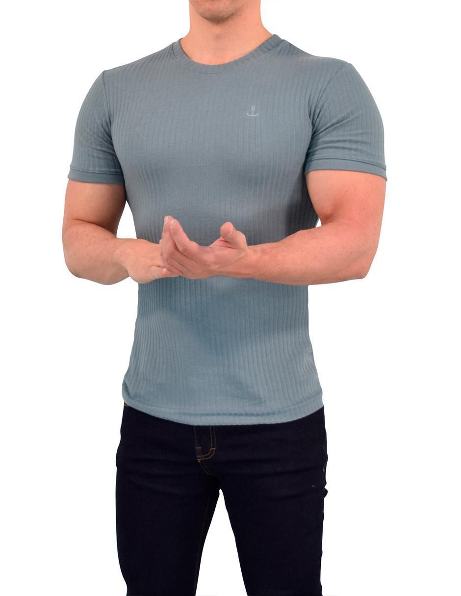 Playera ribbed cuello redondo para hombre 10