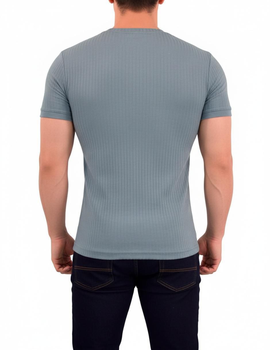 Playera ribbed cuello redondo para hombre 13