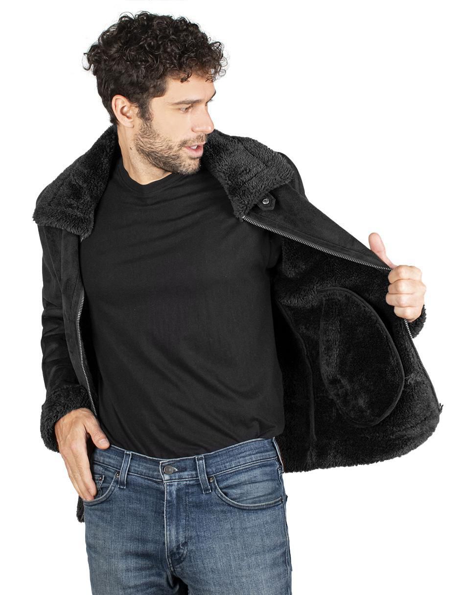 Chamarra casual de gamuza cuello a contraste para hombre 5