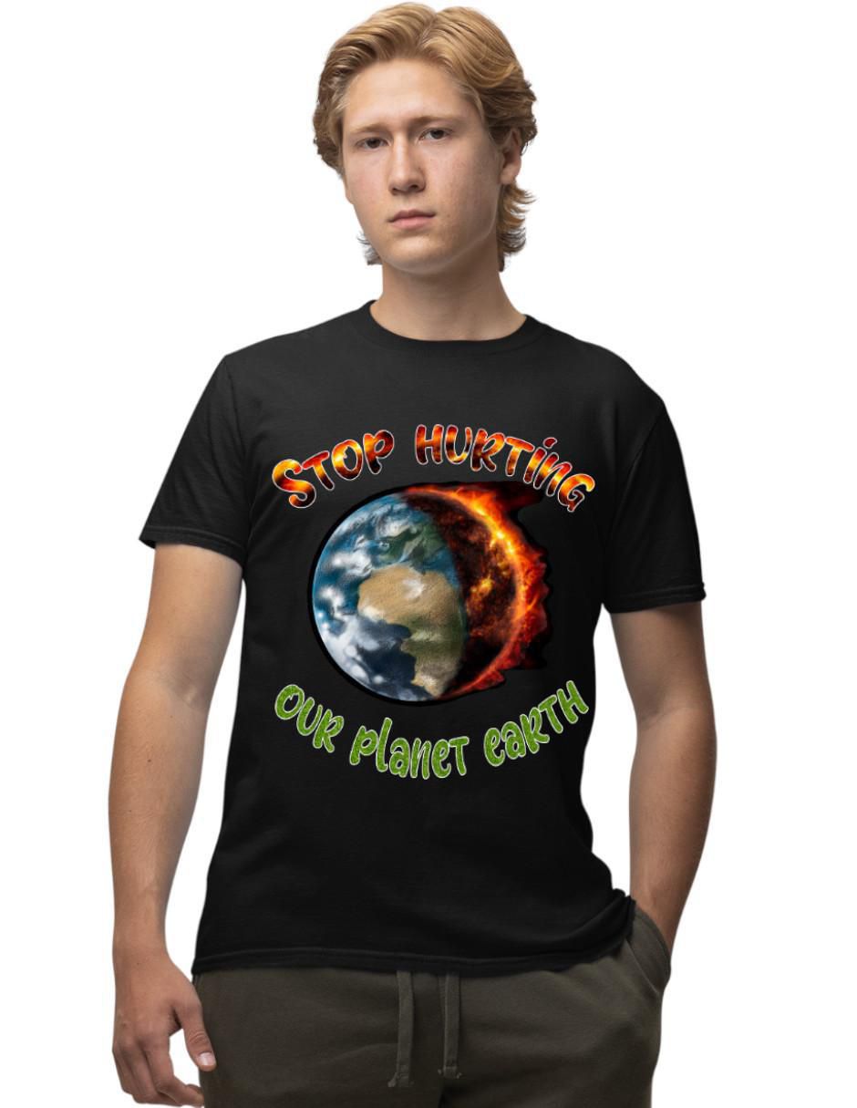 Playera Planeta Azul Calentamiento Global Ecología cuello redondo para hombre