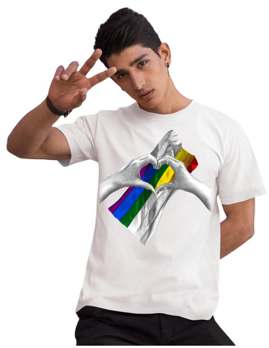 Playera Pride Orgullo LGBT Bandera Arcoíris cuello redondo para hombre