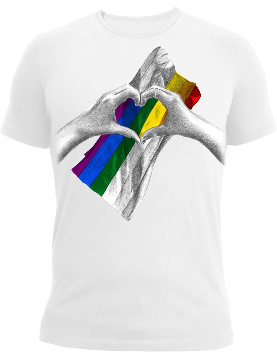 Playera Pride Orgullo LGBT Bandera Arcoíris cuello redondo para hombre 2