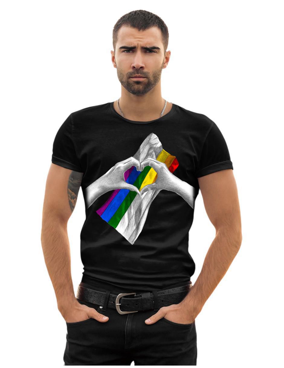 Playera Pride Orgullo LGBT Bandera Arcoíris cuello redondo para hombre 1