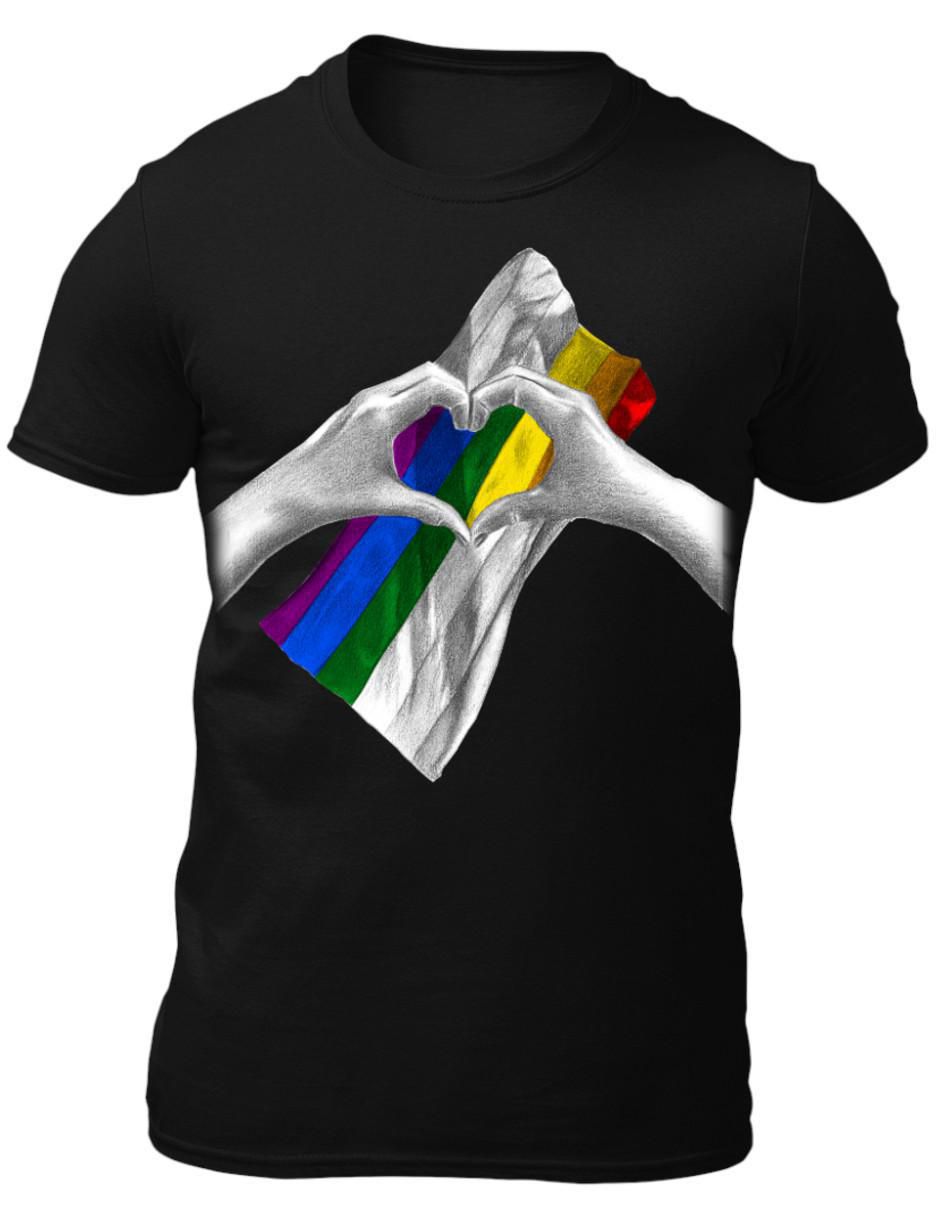 Playera Pride Orgullo LGBT Bandera Arcoíris cuello redondo para hombre 2