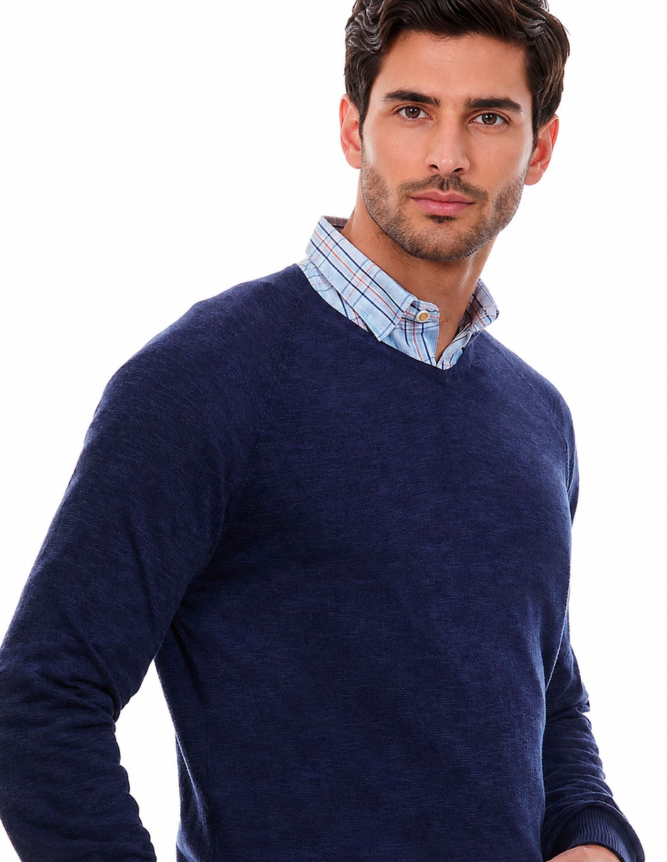 Suéter cuello v para hombre 4